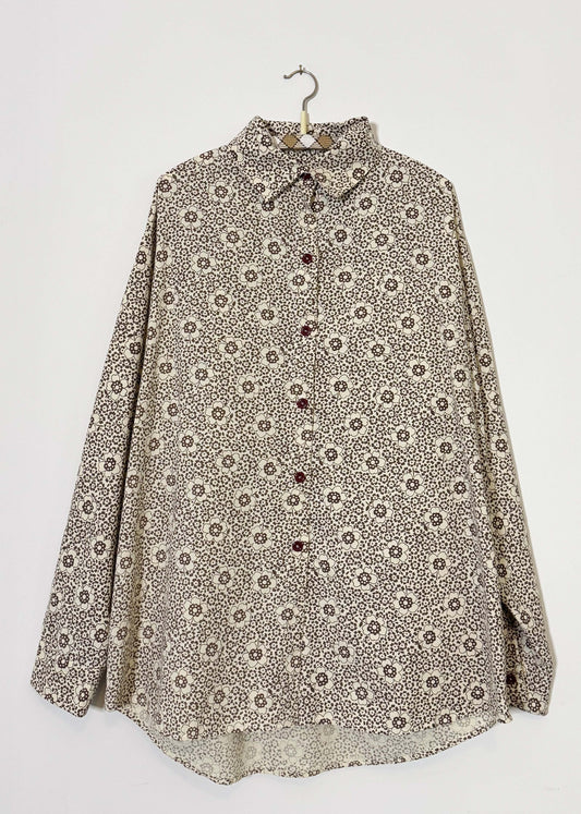 POP BROWN FLORAL LONG SLEEVE SHIRT