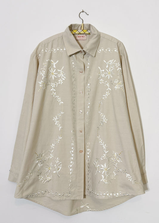 EMBROIDERED DASY CHAIN LONG SLEEVE SHIRT