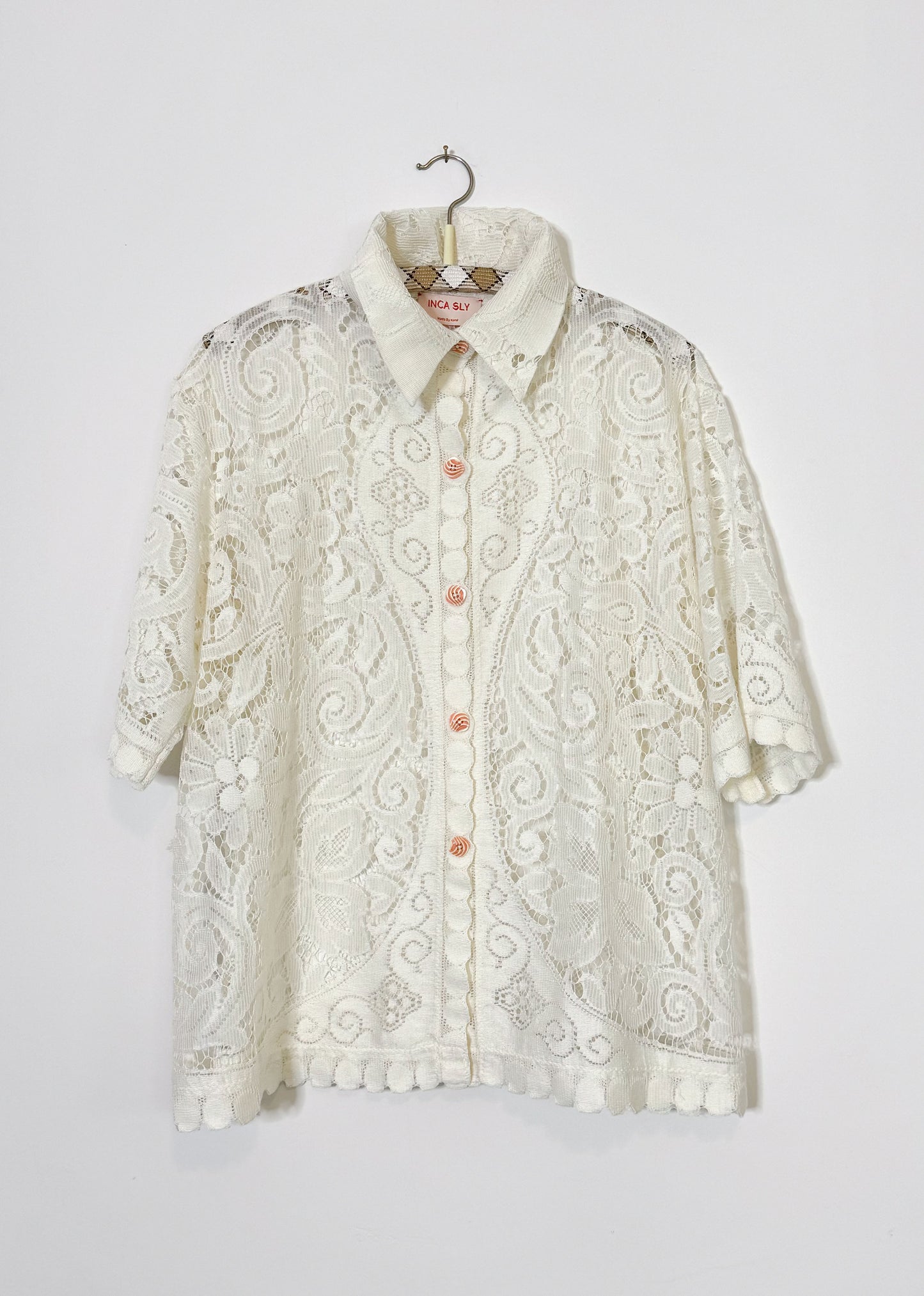 FLORAL LACE SHORT SLEEVE SHIRT