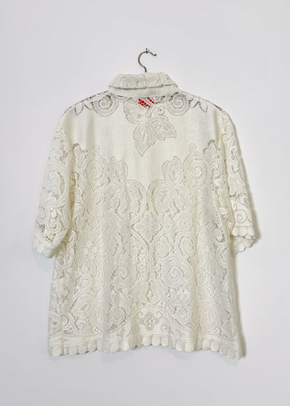 FLORAL LACE SHORT SLEEVE SHIRT